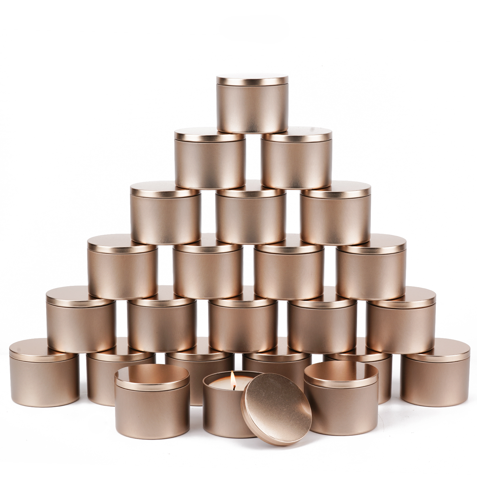 Metal Tin Lid 4Oz - 12/24-Pack rose Metal Candle Tins with