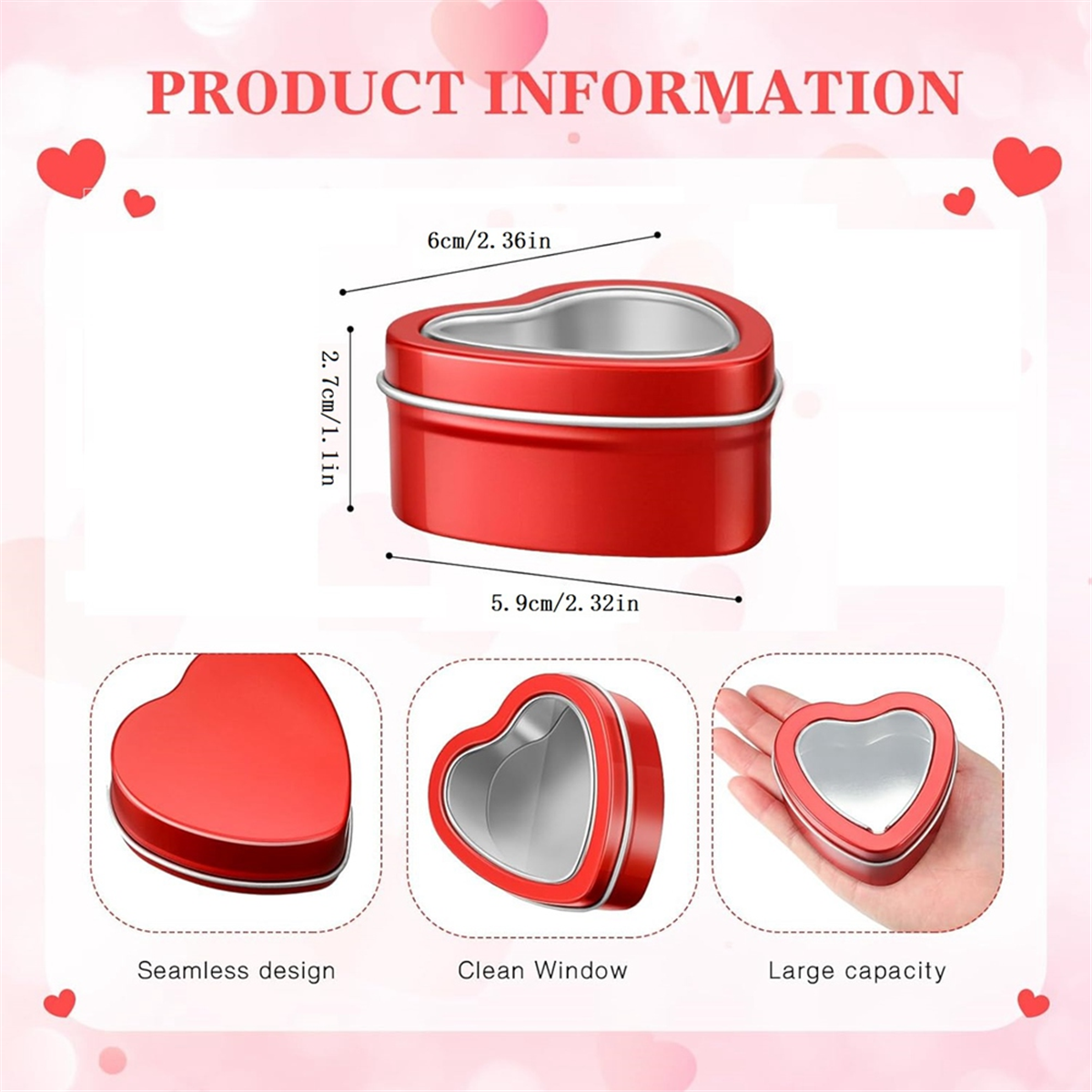 24Pcs 4Oz Heart Shaped Metal T - Metal Tin Lid 4Oz recensione e prezzo