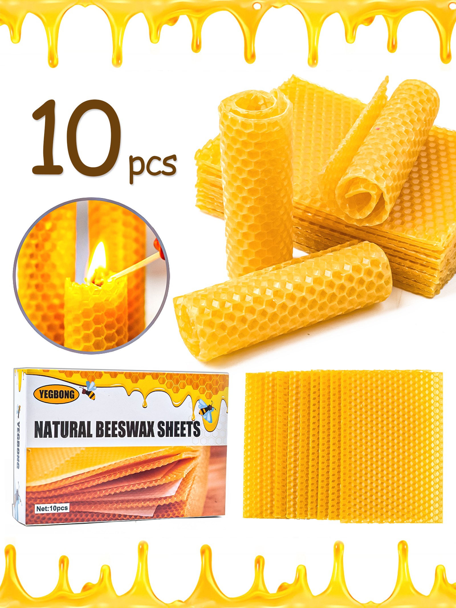 10Pcs Natural Honeycomb Bee Wa - Candle Supplies In Bulk recensione e prezzo